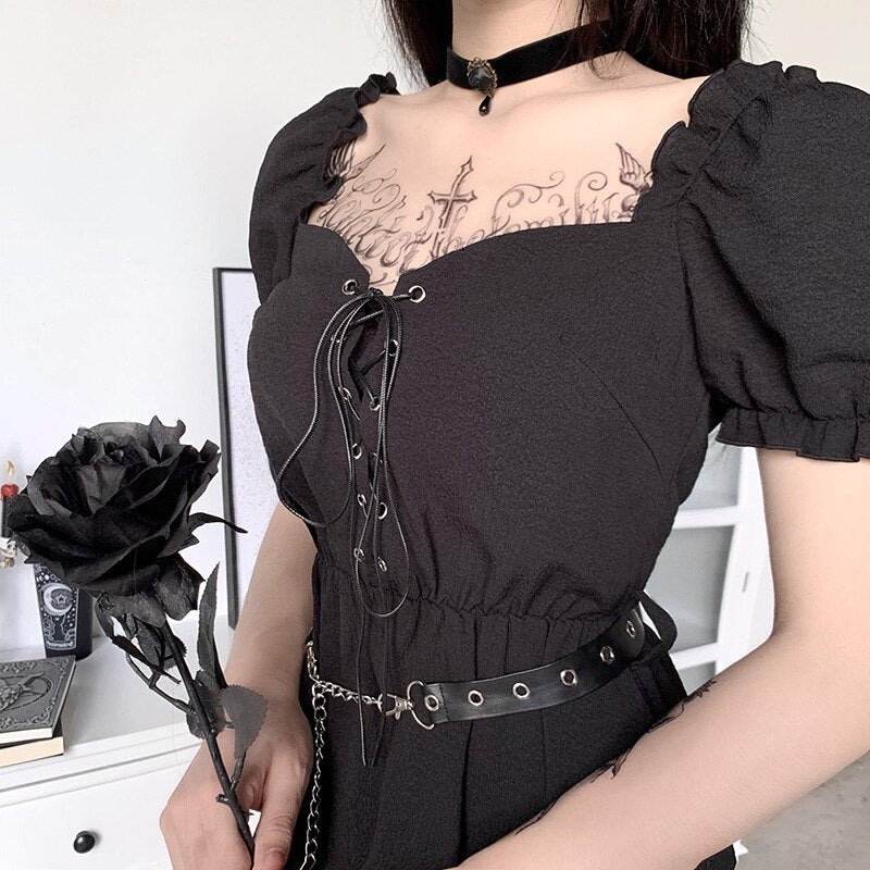 Harajuku Punk Black Mini Dress