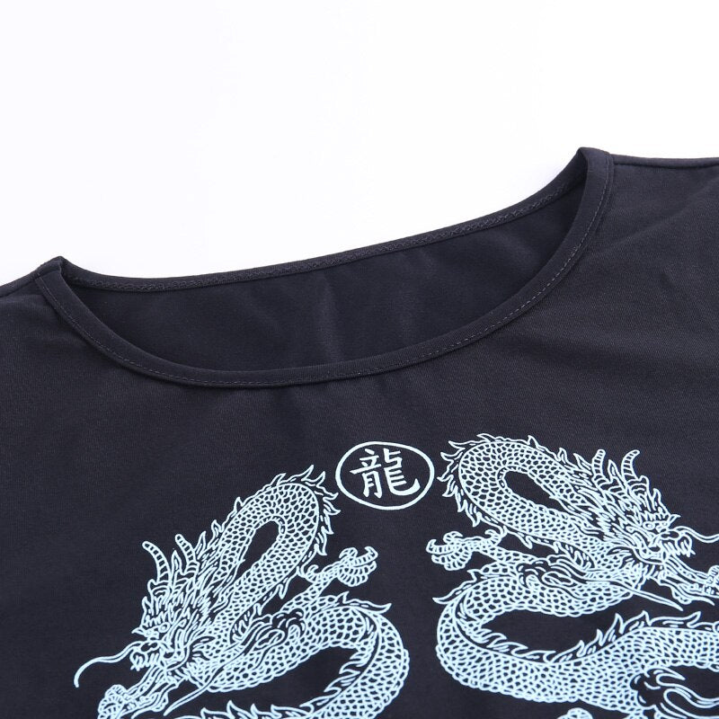 Grunge Goth Black Dragon Goth T-shirt freeshipping - Chagothic