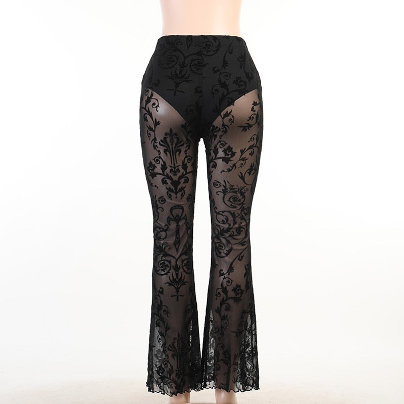 Gothic Aesthetic Black Flared Pant