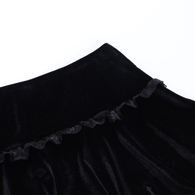 Gothic Vintage Lace Velvet Emo Skirt