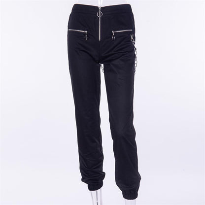 Gothic Moon Zipper Hollow Out Pant