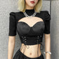 Sexy Hollow Out Short Sleeve Top freeshipping - Chagothic