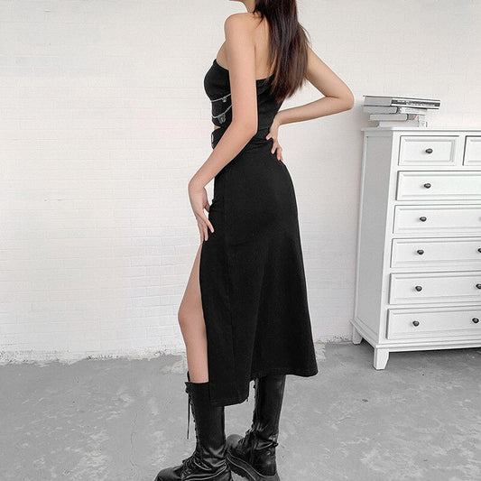 Goth Punk Sexy Hollow Out Midi Skirt freeshipping - Chagothic