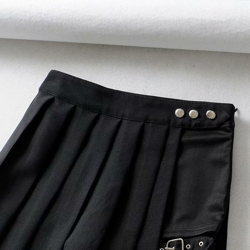 Harajuku Women Black Cargo Skirt freeshipping - Chagothic