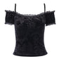 Gothic Off Shoulder Black Top freeshipping - Chagothic