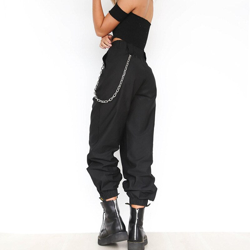 Streetwear Casual Black Cargo Pant
