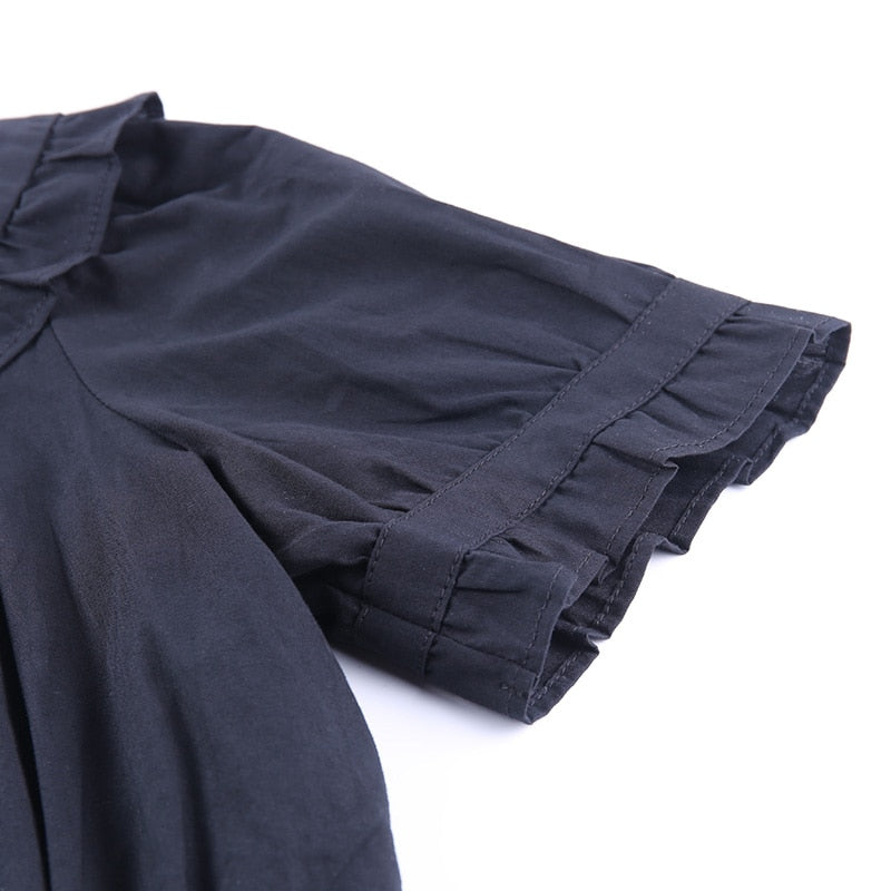 Aesthetic Ruffled Black T Shirt Goth freeshipping - Chagothic