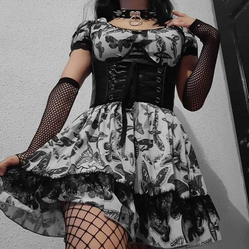 Dark Gothic Butterfly Black Dress