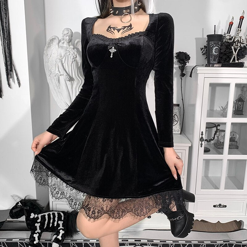 Gothic  Line Mini Dress