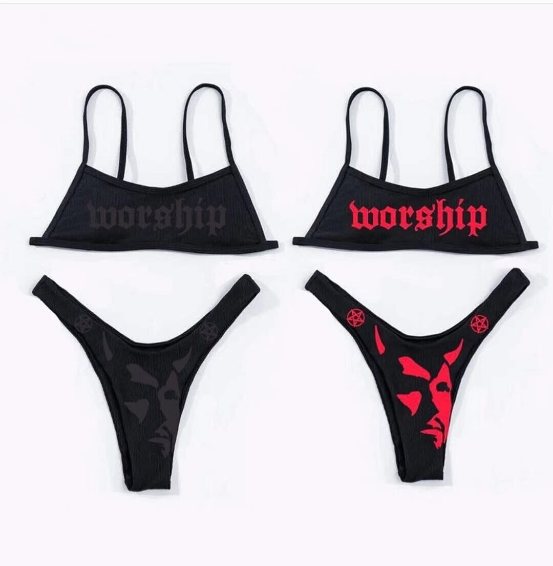 Gothic Sexy Black Bikini Goth freeshipping - Chagothic