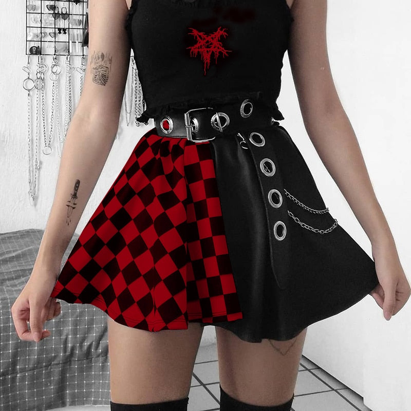 Gothic Plaid A Line Mini Skirt
