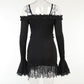 Gothic Sexy Off Shoulder Lace Tirm Dress