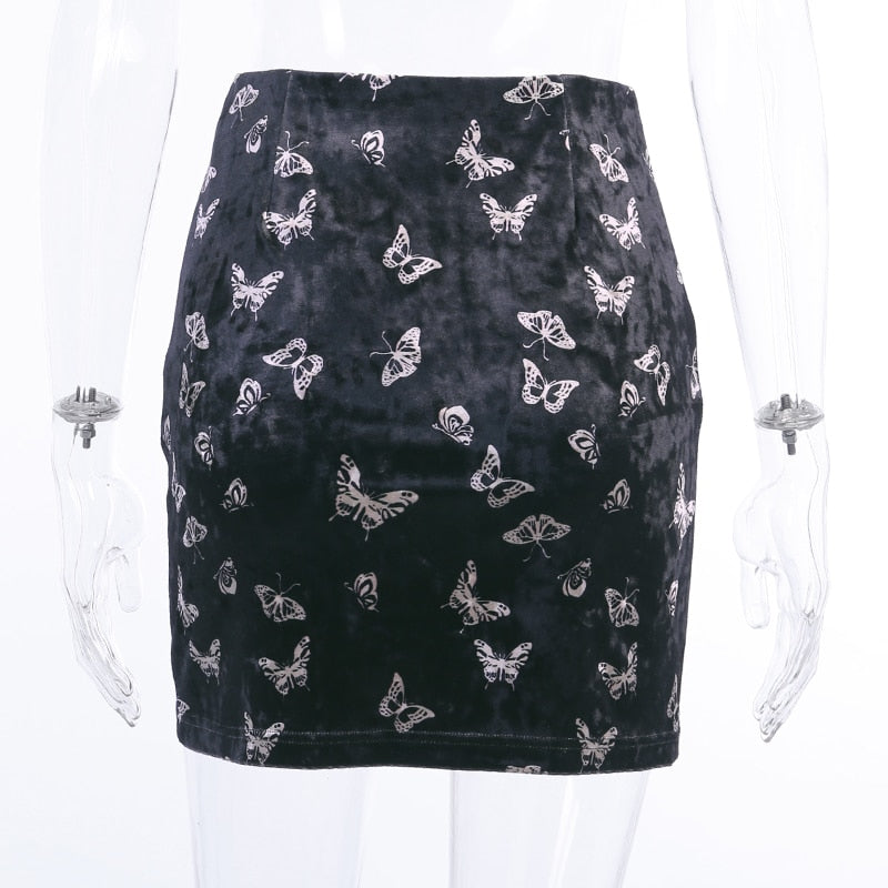 Gothic Black Bodycon Split Skirt