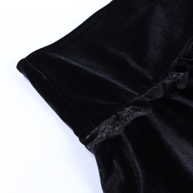 Gothic Sexy Lace Trim Black Mini Skirt freeshipping - Chagothic