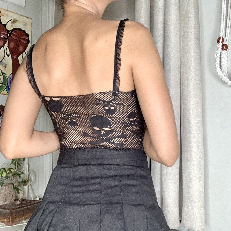 Lace Camis Backless See Through Top freeshipping - Chagothic