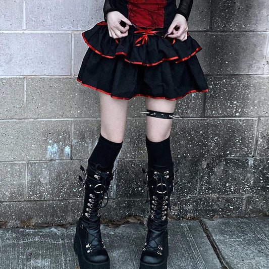 Gothic Punk Red Bandage Skirt