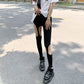 Grunge Sexy Black Hollow Out Pant