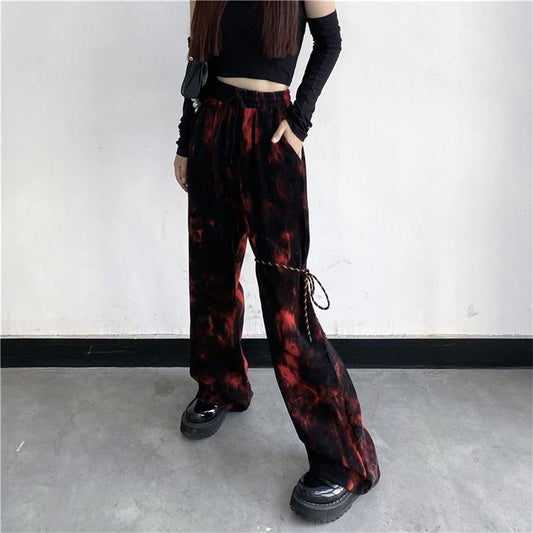 Grunge Tie Dye Red Flame Pant