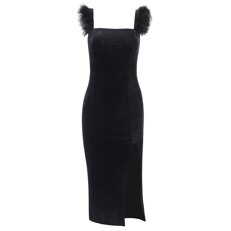 Elegant Vintage Black Mid Dress