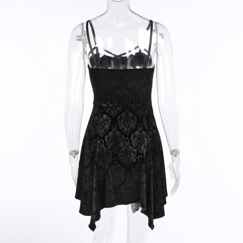 Floral Pattern Black Dress