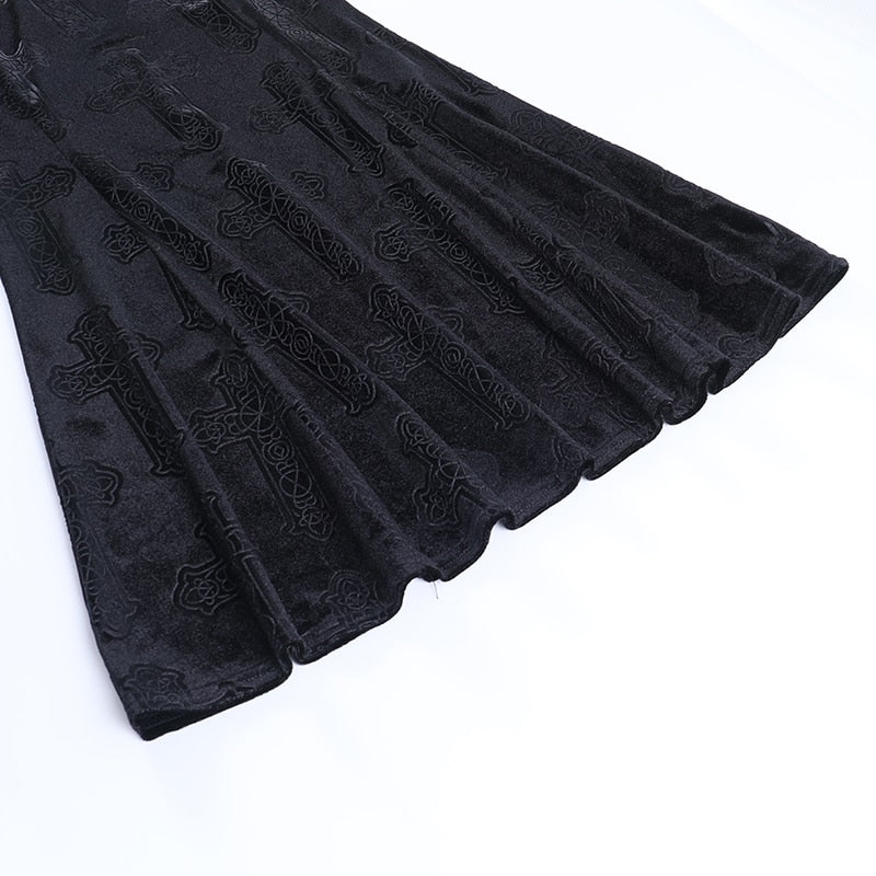 Gothic Black Velvet Cross Dress