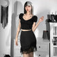 Gothic Sexy Lace Trim Bodycon Skirt