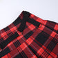 Grunge Lace Red Plaid Pleated Skirt