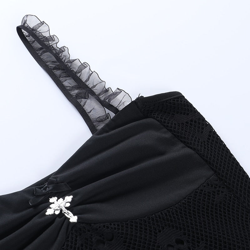 Skull Graphic Black Mini Dress
