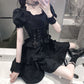 Puff Sleeve Black Dress