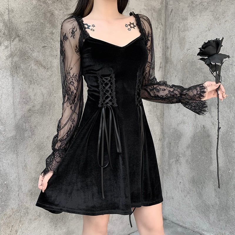 Gothic Lolita Bandage Black Dress