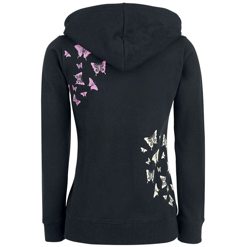 Goth Grunge Butterfly Print Hoodie freeshipping - Chagothic