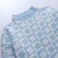 Gothic Blue Floral Print Sweater freeshipping - Chagothic