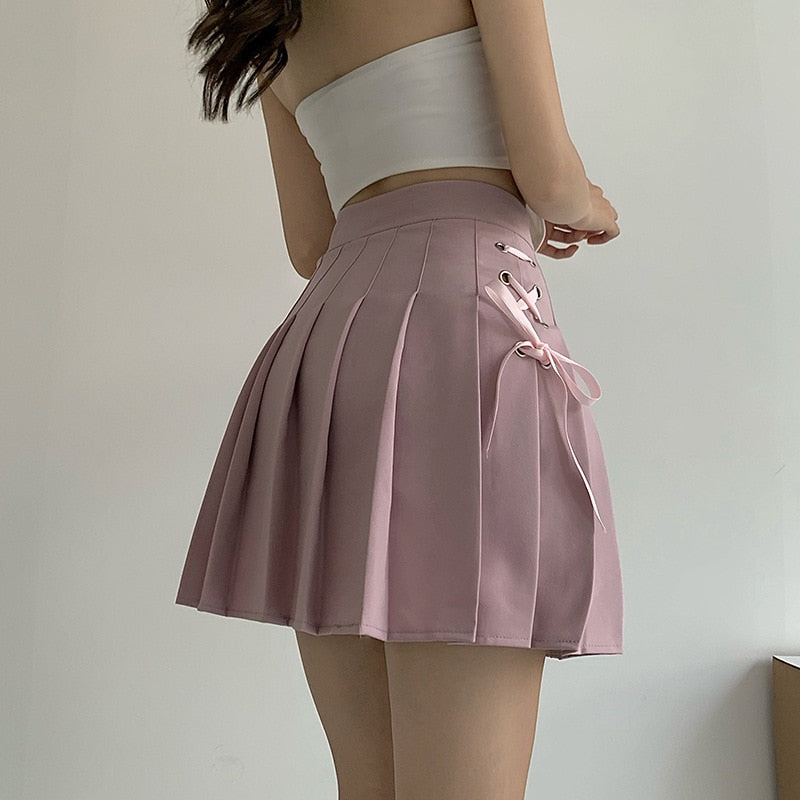 Pleated Bandage A Line Mini Skirt