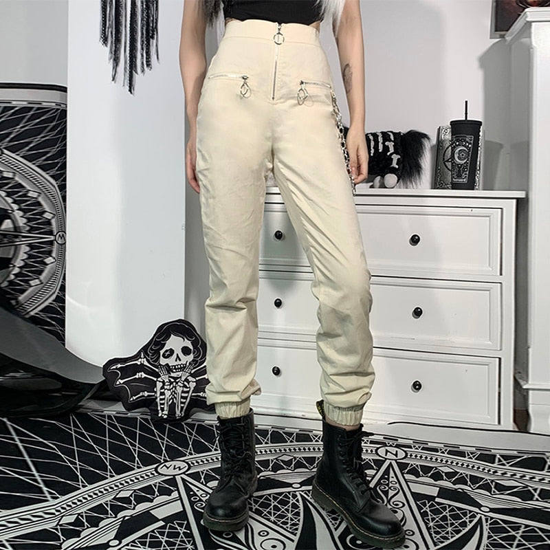 Gothic Moon Zipper Hollow Out Pant