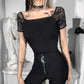 Gothic Sexy Bodycon Short Sleeve Top freeshipping - Chagothic