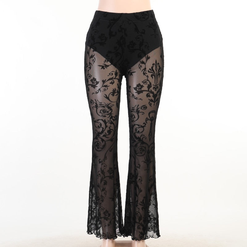 Gothic Aesthetic Black Flared Pant