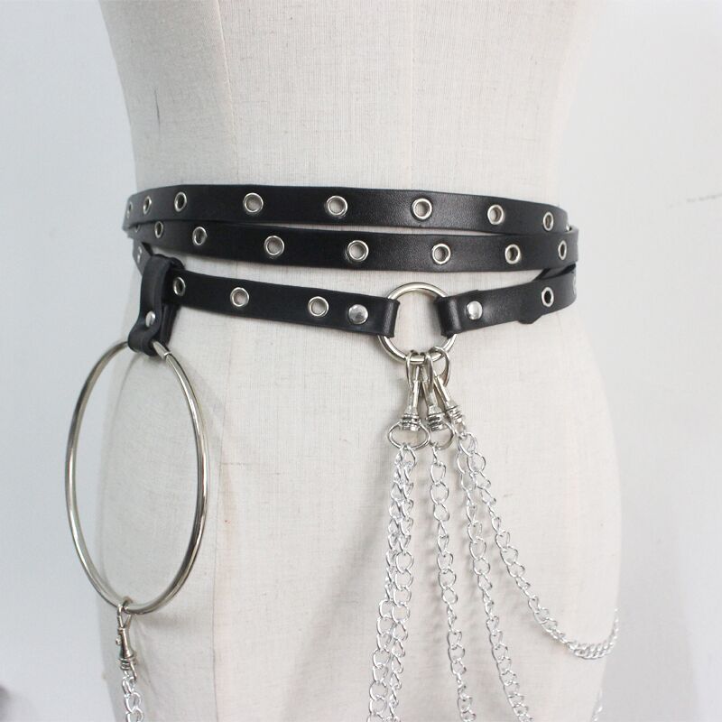 Cut Out Metal Ring Pendant Belt