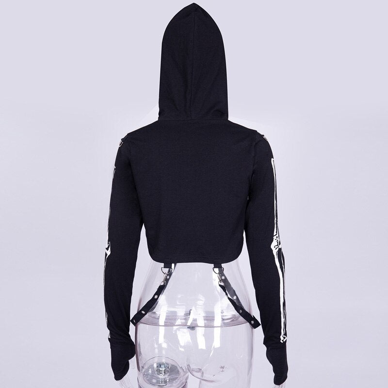 Gothic Punk Sexy Hollow Out Hooded Top freeshipping - Chagothic