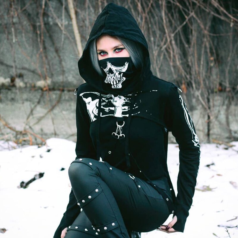 Gothic Punk Sexy Hollow Out Hooded Top freeshipping - Chagothic