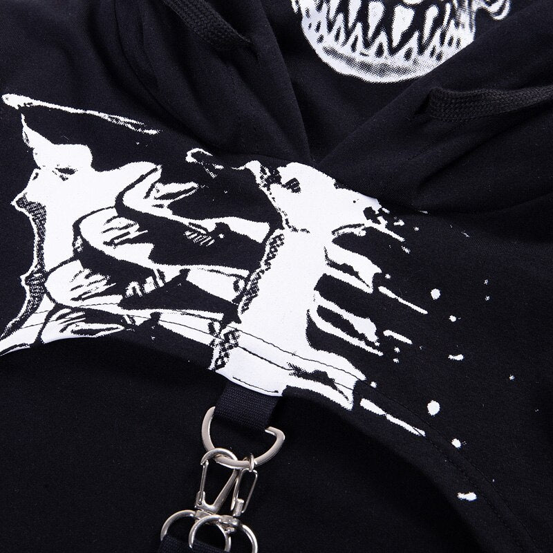 Gothic Punk Sexy Hollow Out Hooded Top freeshipping - Chagothic