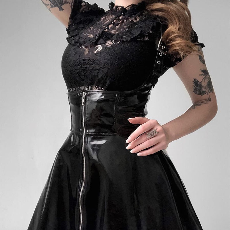 Gothic Women Leather Skirt freeshipping - Chagothic