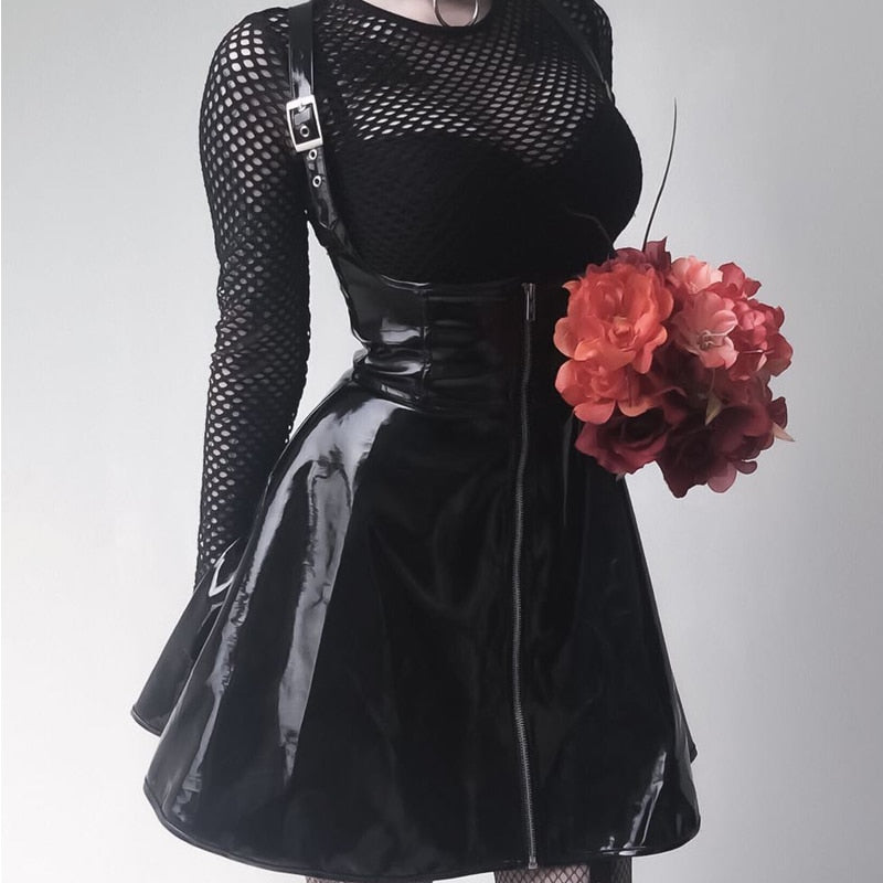 Gothic Women Leather Skirt freeshipping - Chagothic