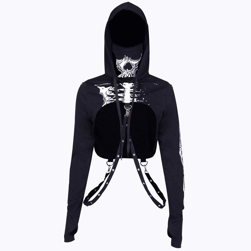 Gothic Punk Sexy Hollow Out Hooded Top freeshipping - Chagothic