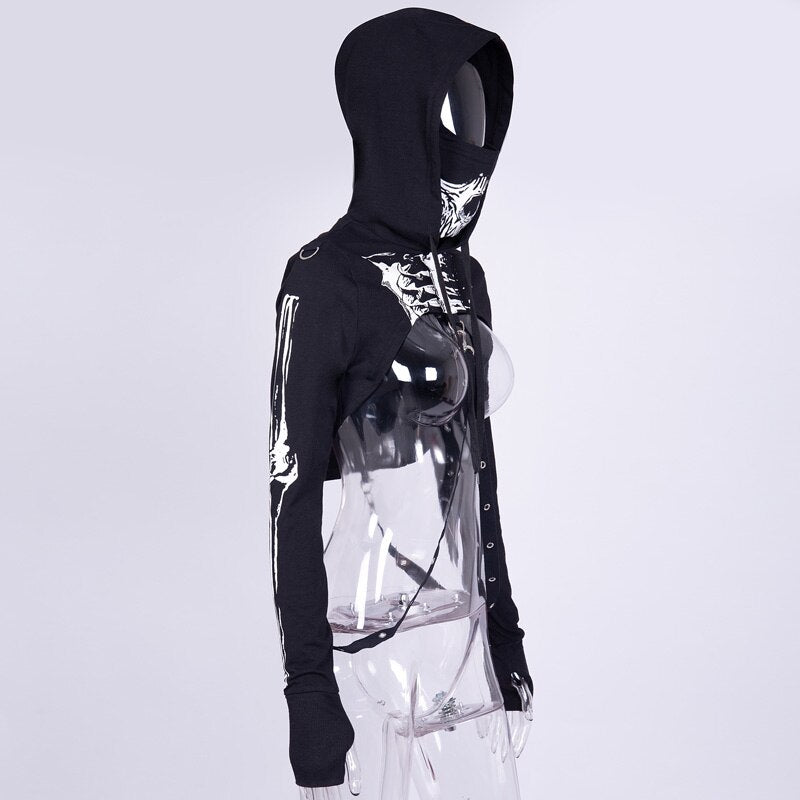 Gothic Punk Sexy Hollow Out Hooded Top freeshipping - Chagothic