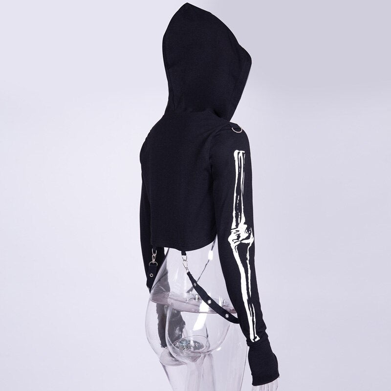 Gothic Punk Sexy Hollow Out Hooded Top freeshipping - Chagothic