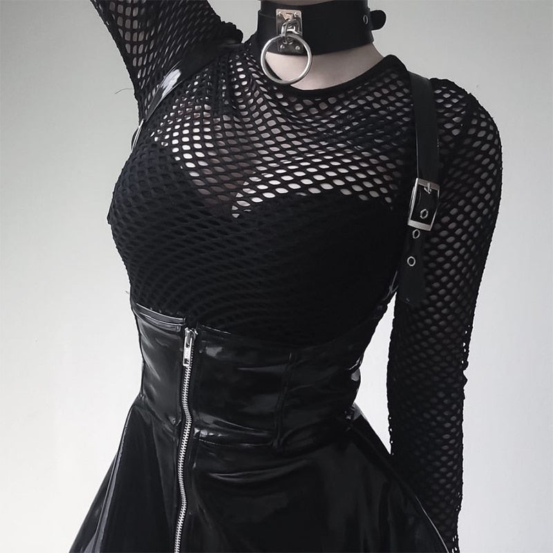 Gothic Leather Vintage Black Skirt freeshipping - Chagothic