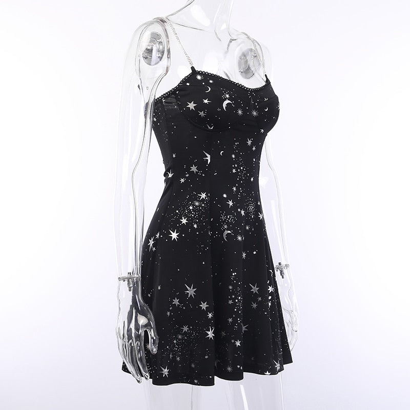 Gothic Stars moon Mini A-line Dress