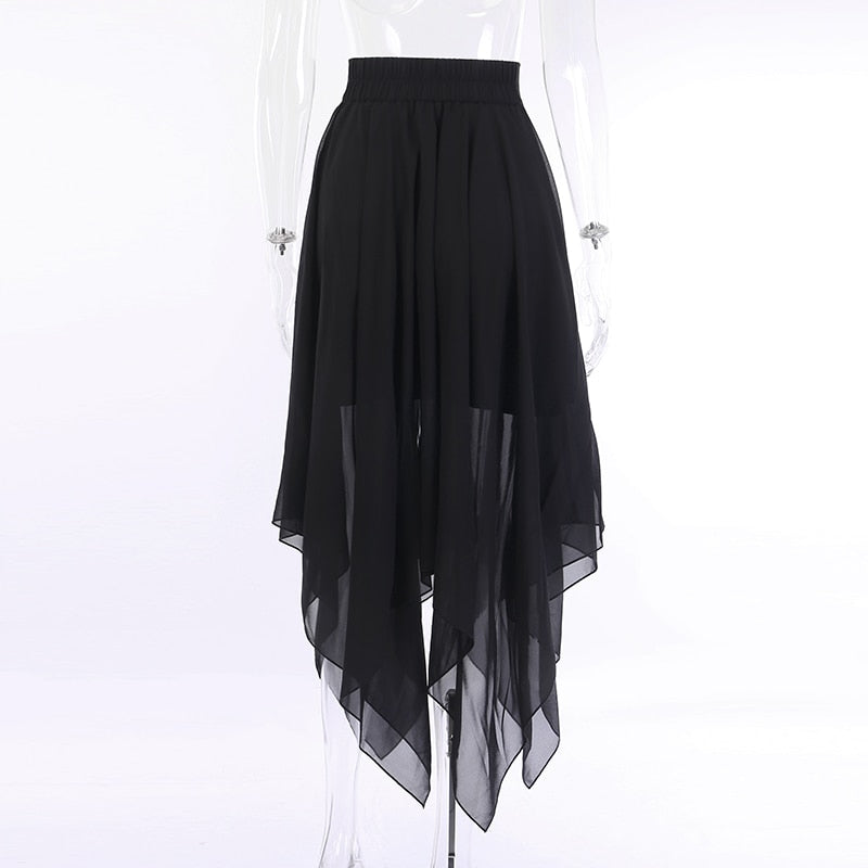 Mesh Irregular Thin Skirt