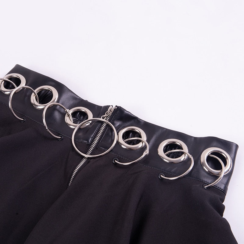 Gothic Punk Ring Zipper Skirt freeshipping - Chagothic