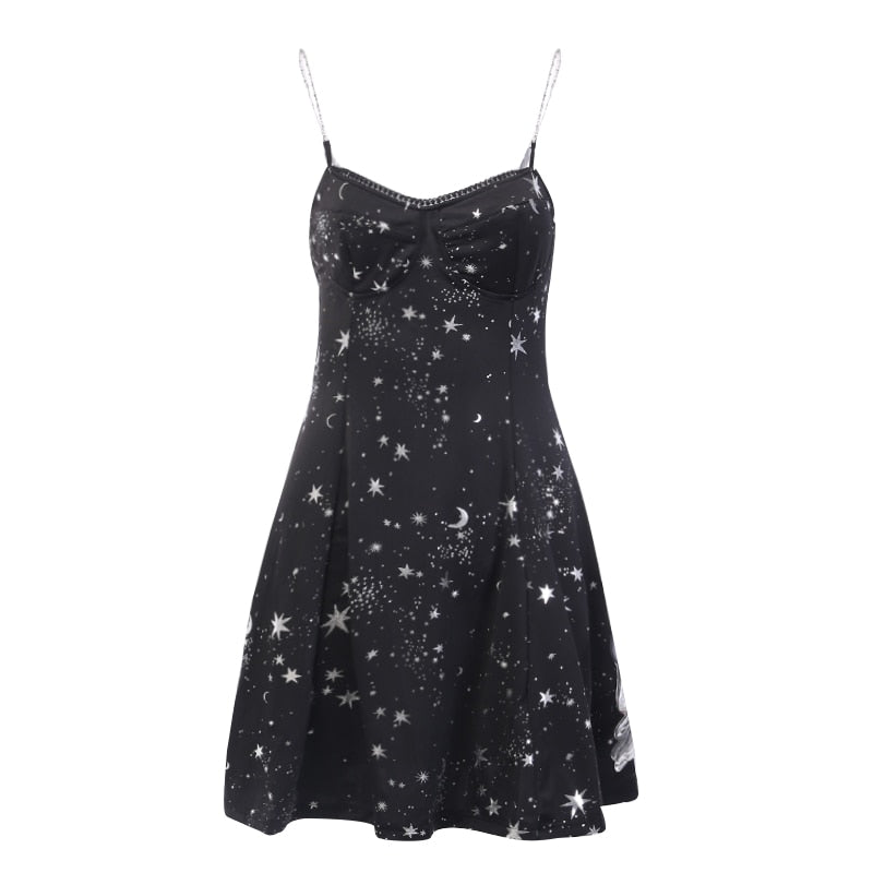Gothic Stars moon Mini A-line Dress